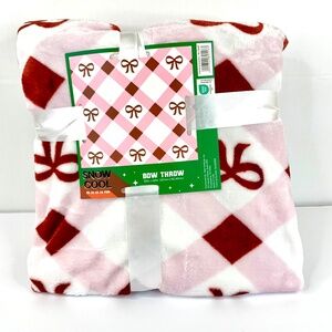 Buttery Soft Holiday Bow cottagecore red pink balletcore camper throw blanket